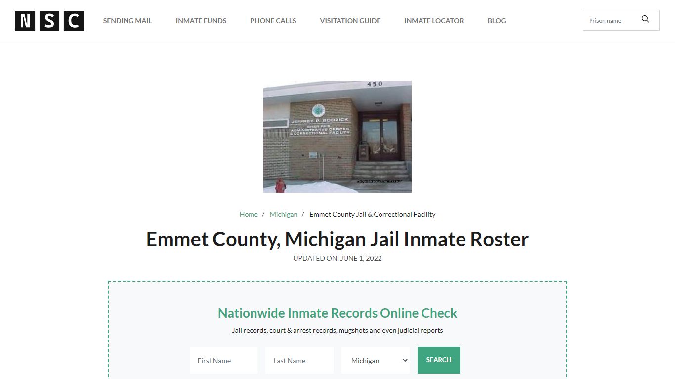 Emmet County, Michigan Jail Inmate Roster